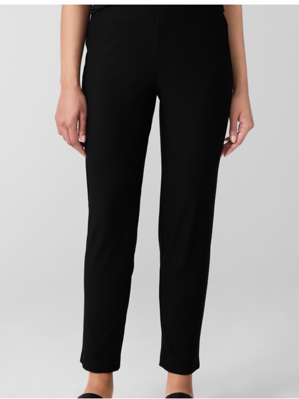 Eileen Fisher Classic Black Stretch Crepe Pants M